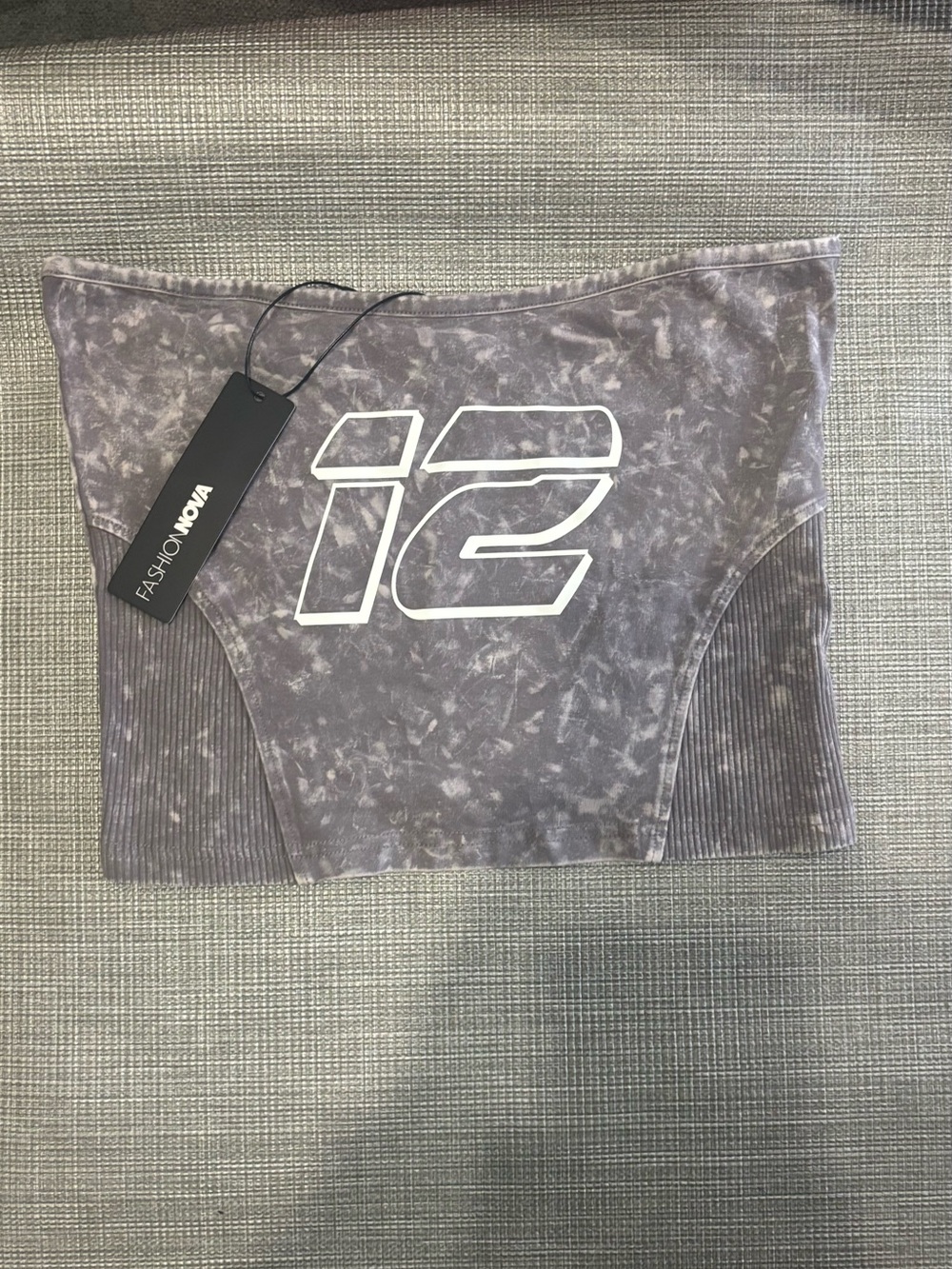Gray Marble Set - Print Tube Top & Matching Bottoms - Size Medium